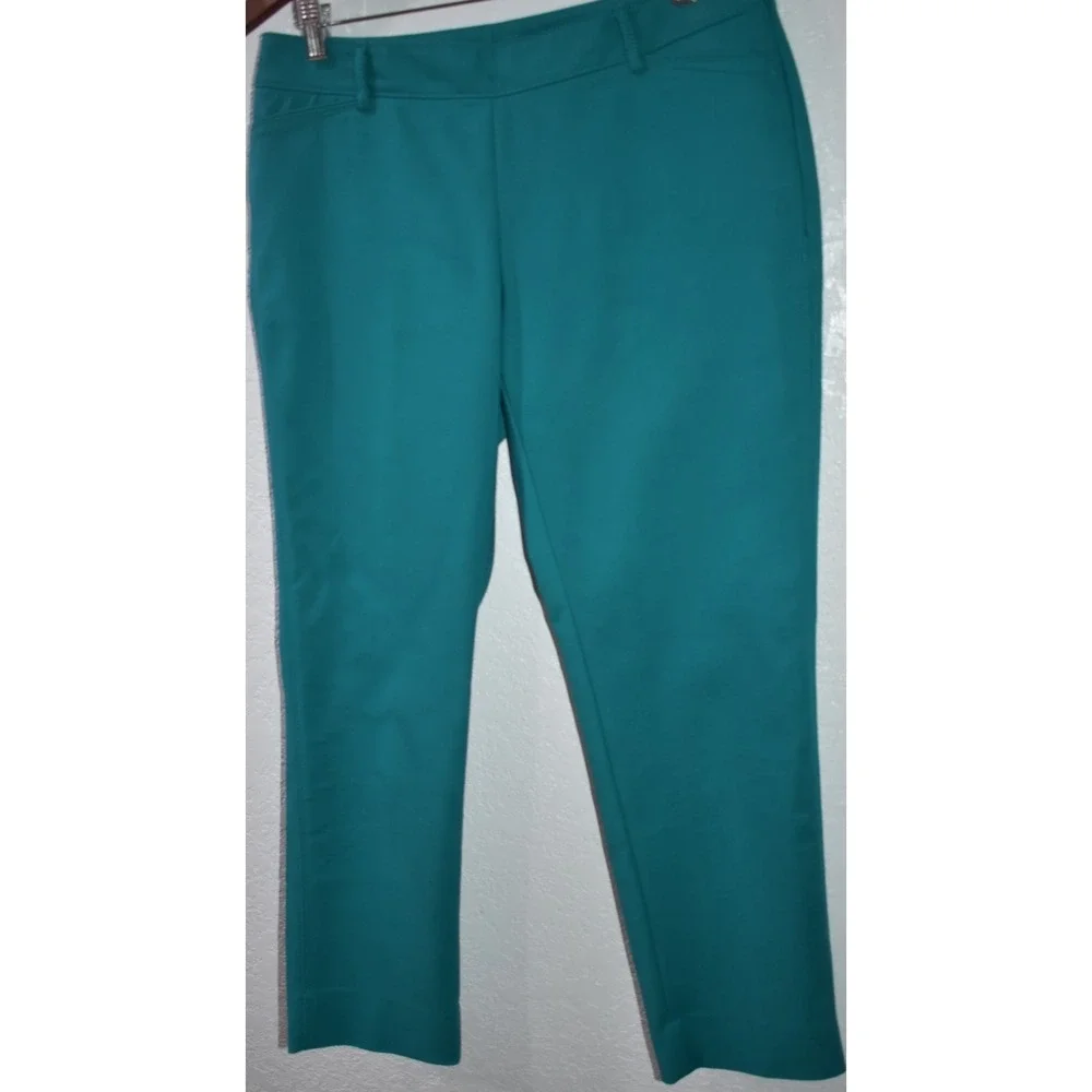 White House Black Market Perfect Form Slim Ankle Pants Size 8 Teal Blue Stretch - Picture 13 of 16